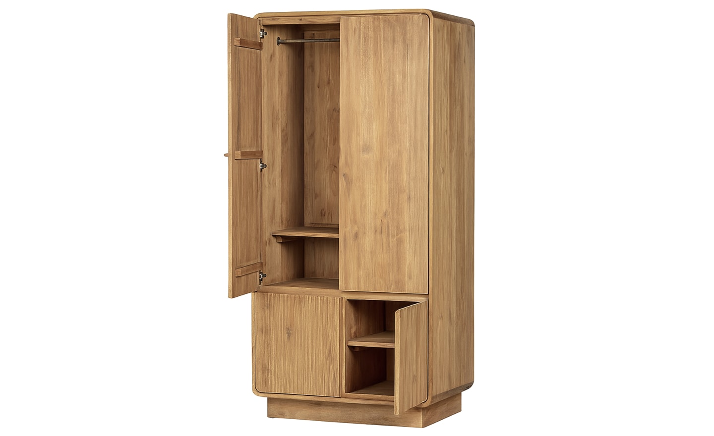 Roupeiro 4 Portas Eyre 6396014 em madeira de teca com quatro portas e interior organizado | Moveistore