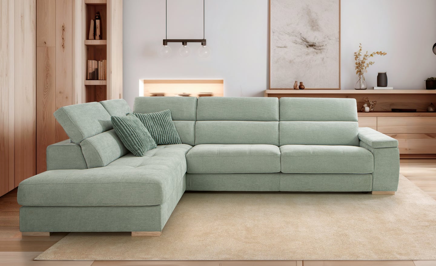 Sofá Cama + Chaise com Terminal Magnum com colchão embutido e baú funcional | Moveistore