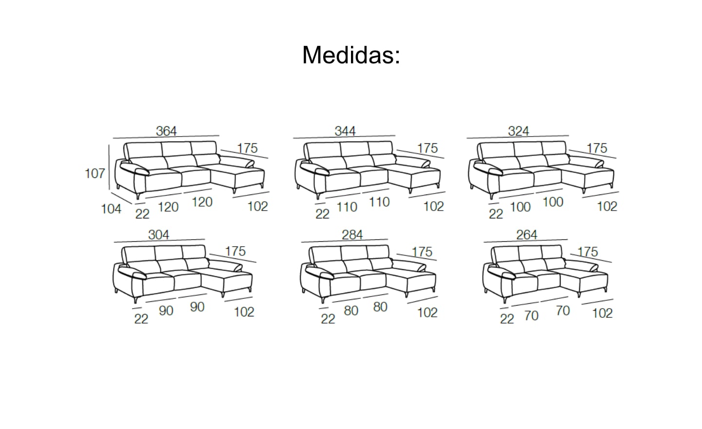 Sofá Chaise Longue Nina