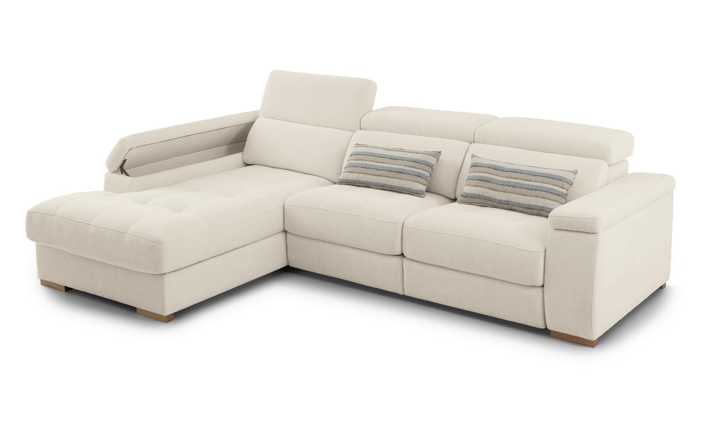 Sofá com Chaise Magnum com encostos reclináveis e baú de arrumação | Moveistore