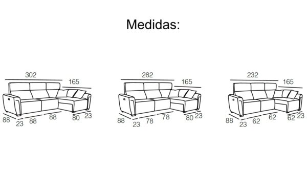 Sofá Relax Chaise Longue Tico com assentos motorizados e arrumação | Moveistore