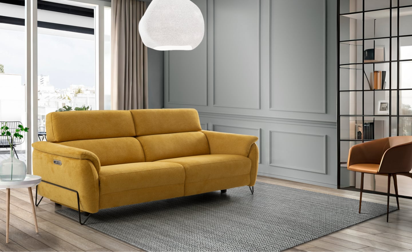 Sofá Relax Estela com relax motorizado e apoio de cabeça ajustável | Moveistore