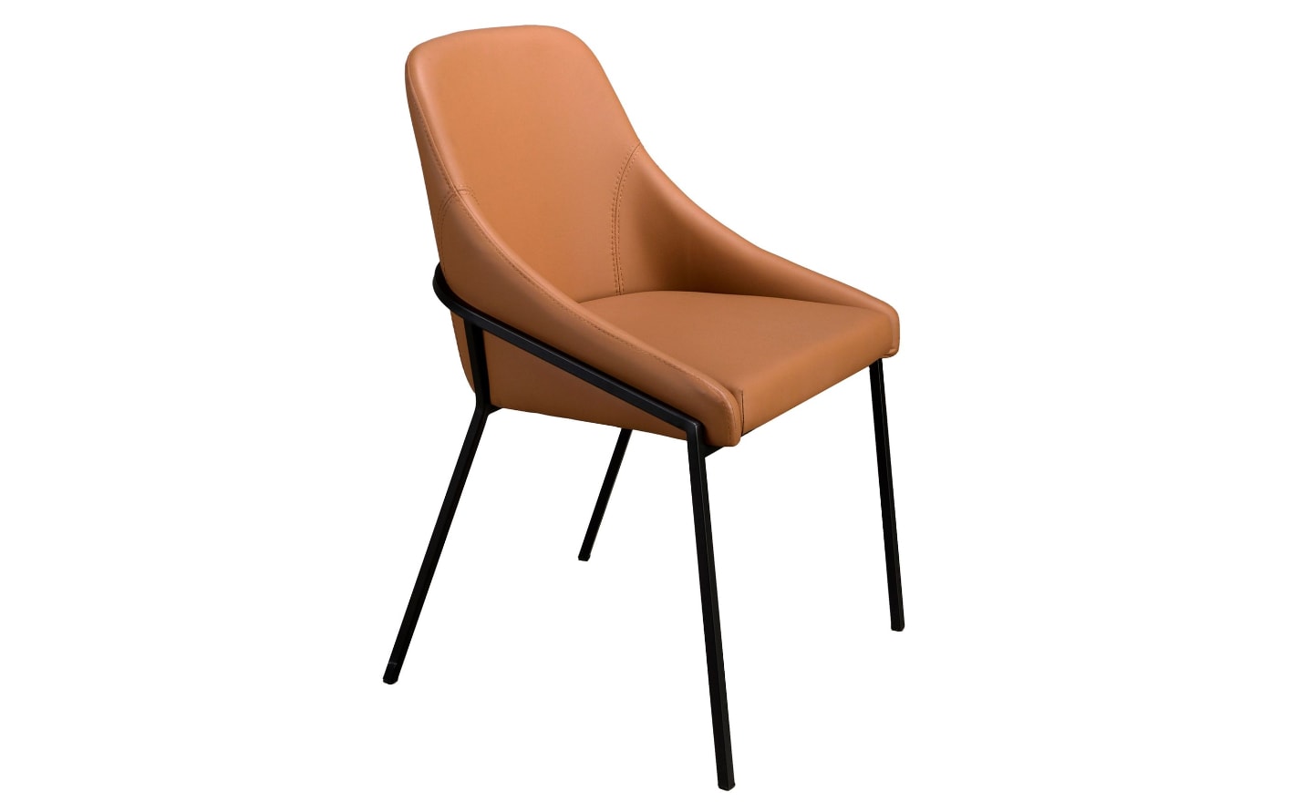 Cadeira Elan 4161 com estofos em pele laranja e pernas em aço preto | Moveistore