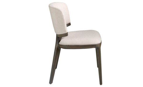 Cadeira Orin 4165 em madeira de nogueira natural com estofado em couro sintético castanho | Moveistore