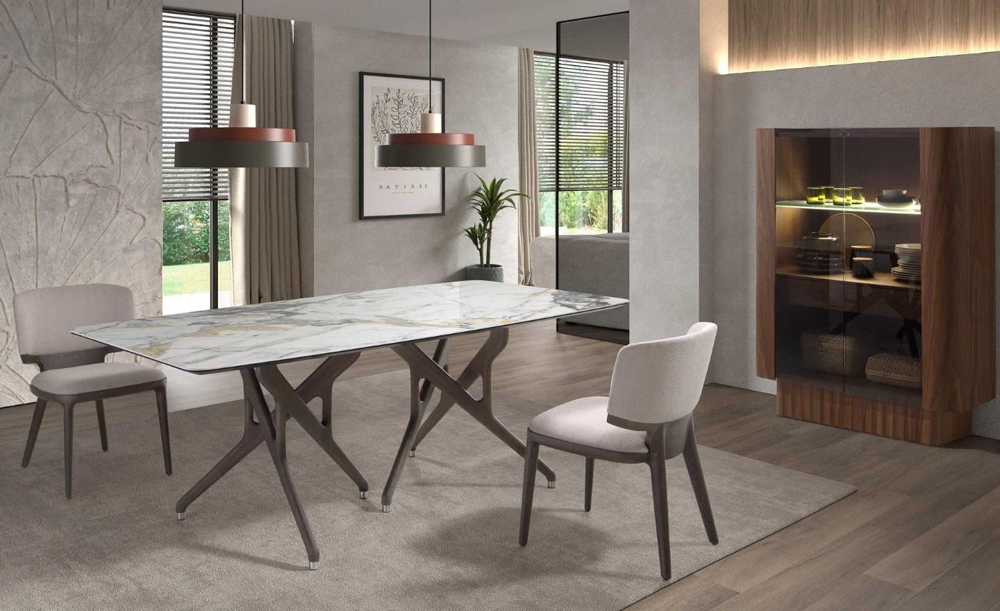 Cadeira Orin 4165 em madeira de nogueira natural com estofado em couro sintético castanho | Moveistore