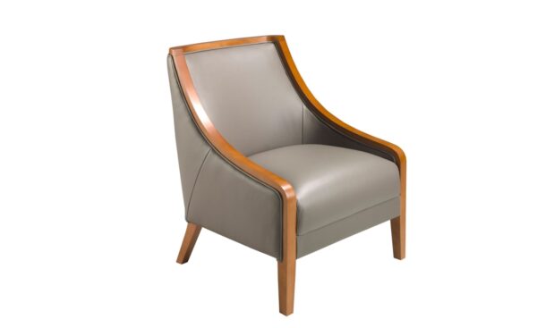 Poltrona Torino 5126 Poltrona Torino 5126 com estrutura em madeira e estofamento em pele de vaca cinzenta | Moveistore