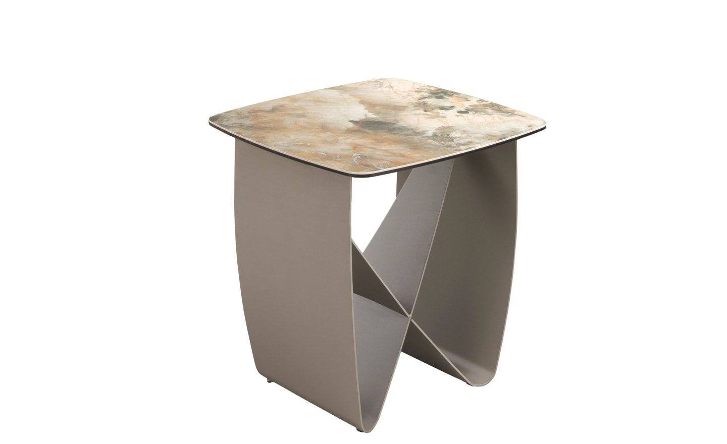 Mesa de Apoio Sorrento 2145 com tampo em mármore porcelânico e pernas em aço taupe | Moveistore