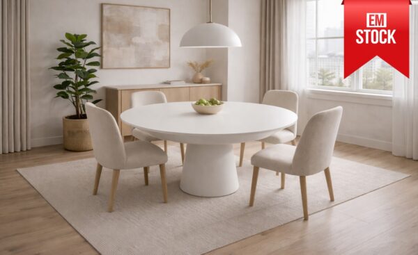 Mesa redonda extensível branca moderna para sala de jantar | Moveistore