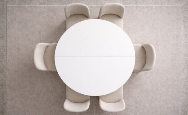 Mesa redonda extensível branca moderna para sala de jantar | Moveistore