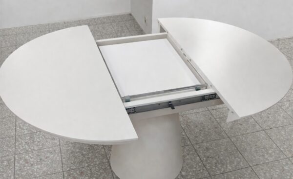 Mesa redonda extensível branca moderna para sala de jantar | Moveistore