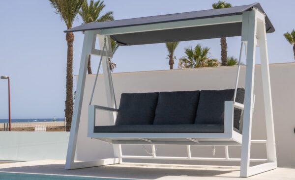 Baloiço de Jardim com Cobertura Teo em alumínio com assento acolchoado e cobertura ajustável | Moveistore
