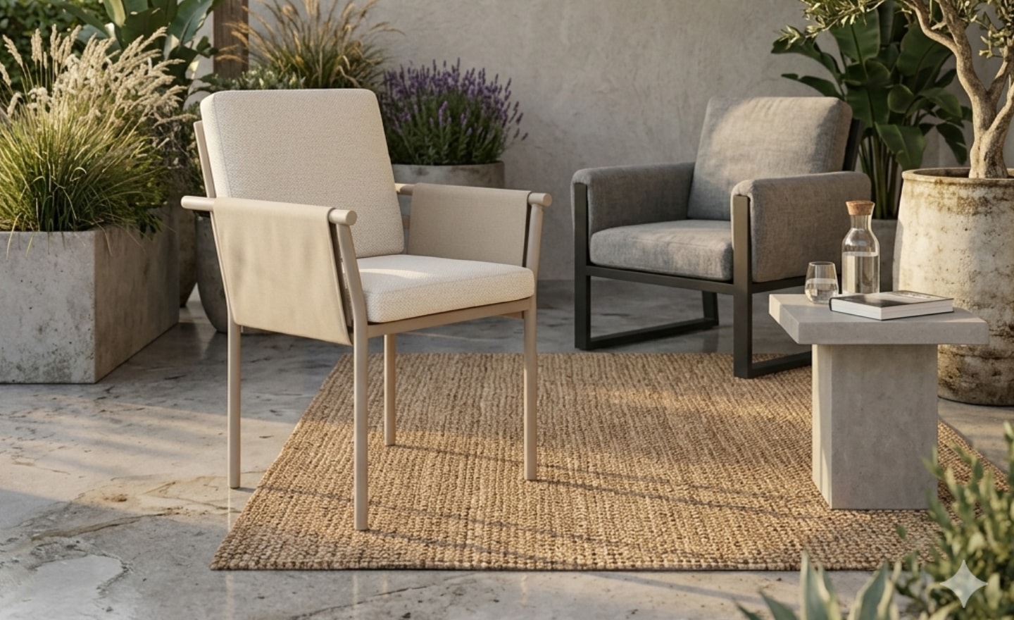 Cadeira de Jardim Arenas em alumínio com braços integrados e assento almofadado | Moveistore