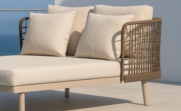Cama de Exterior Hermes em alumínio com corda decorativa e almofadas desenfundáveis | Moveistore