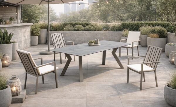Conjunto Mesa e Cadeiras de Exterior Veneto Classic Conjunto Mesa e Cadeiras de Exterior Veneto Classic com mesa retangular e cadeiras de braços | Moveistore
