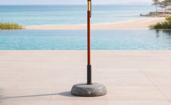 Guarda Sol Durban em madeira tropical com cobertura em ráfia e roldana dupla | Moveistore