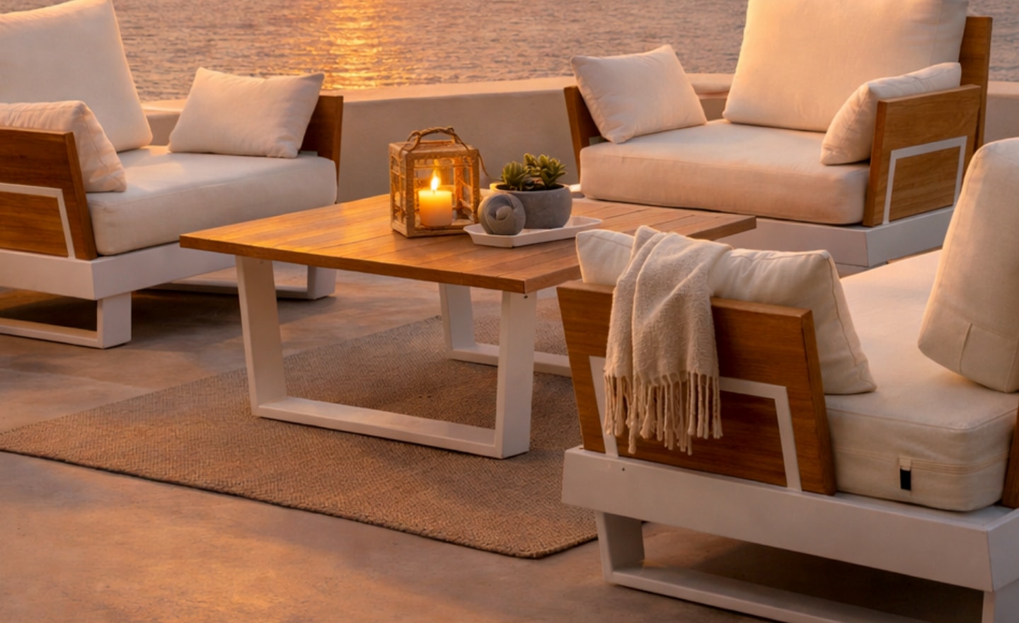 Mesa de Centro de Exterior Dedalo com estrutura em alumínio reforçado e design contemporâneo | Moveistore