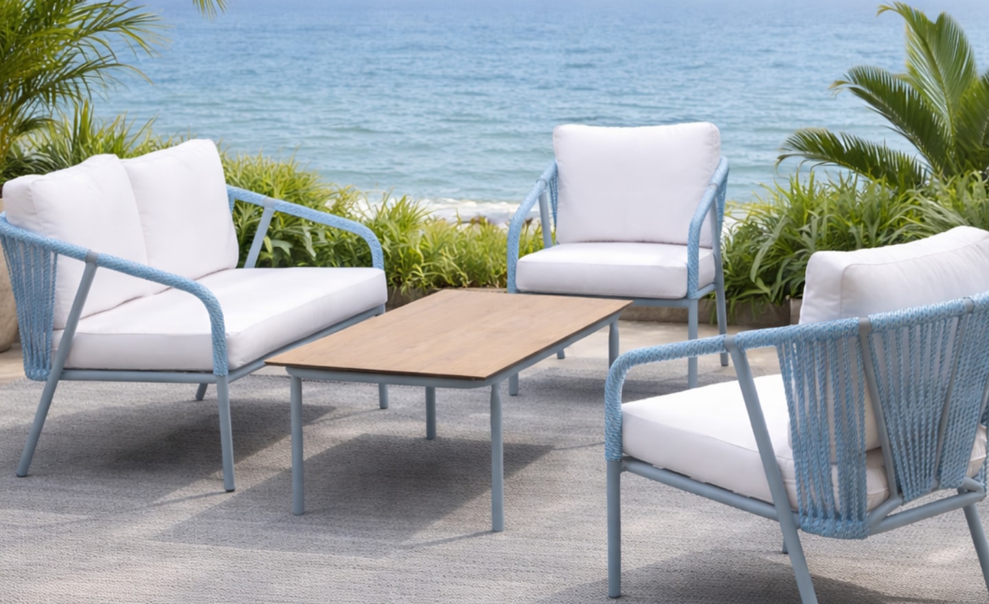 Mesa de Centro de Exterior Melbourne com estrutura em alumínio reforçado e design minimalista | Moveistore