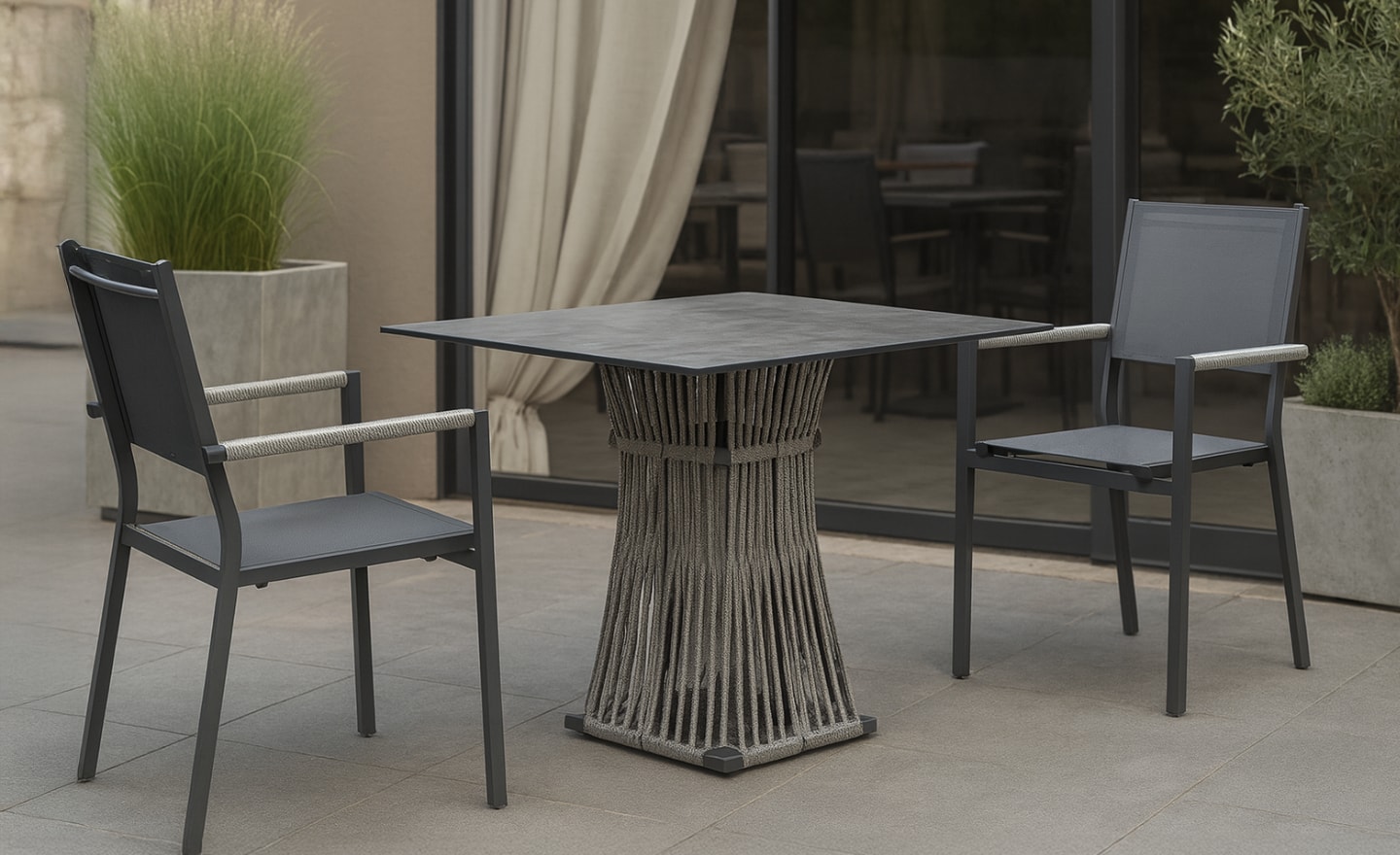 Mesa de Exterior Quadrada com Cadeiras Albi em alumínio para jardim ou terraço | Moveistore
