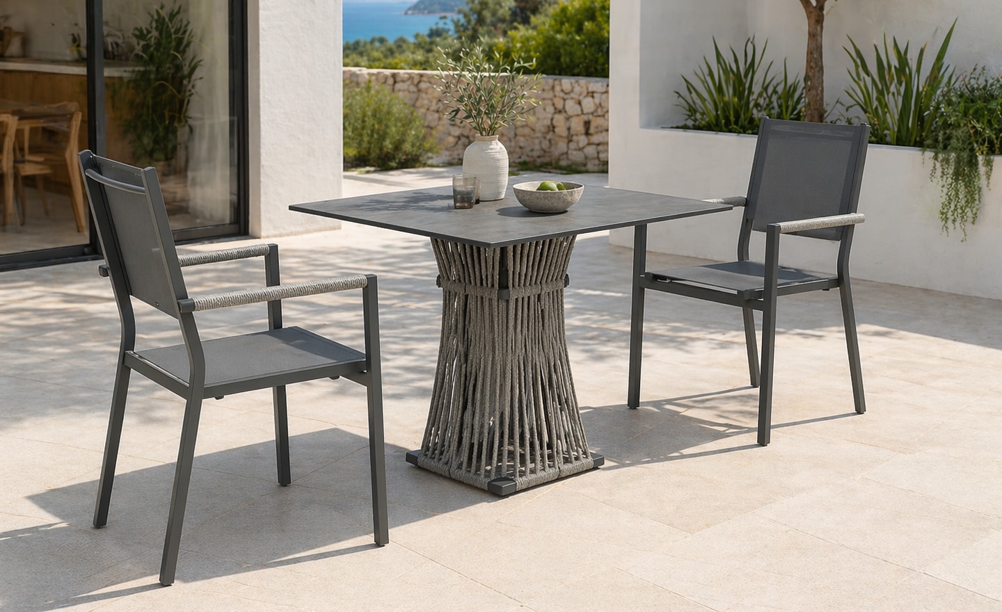 Mesa de Exterior Quadrada com Cadeiras Albi em alumínio para jardim ou terraço | Moveistore