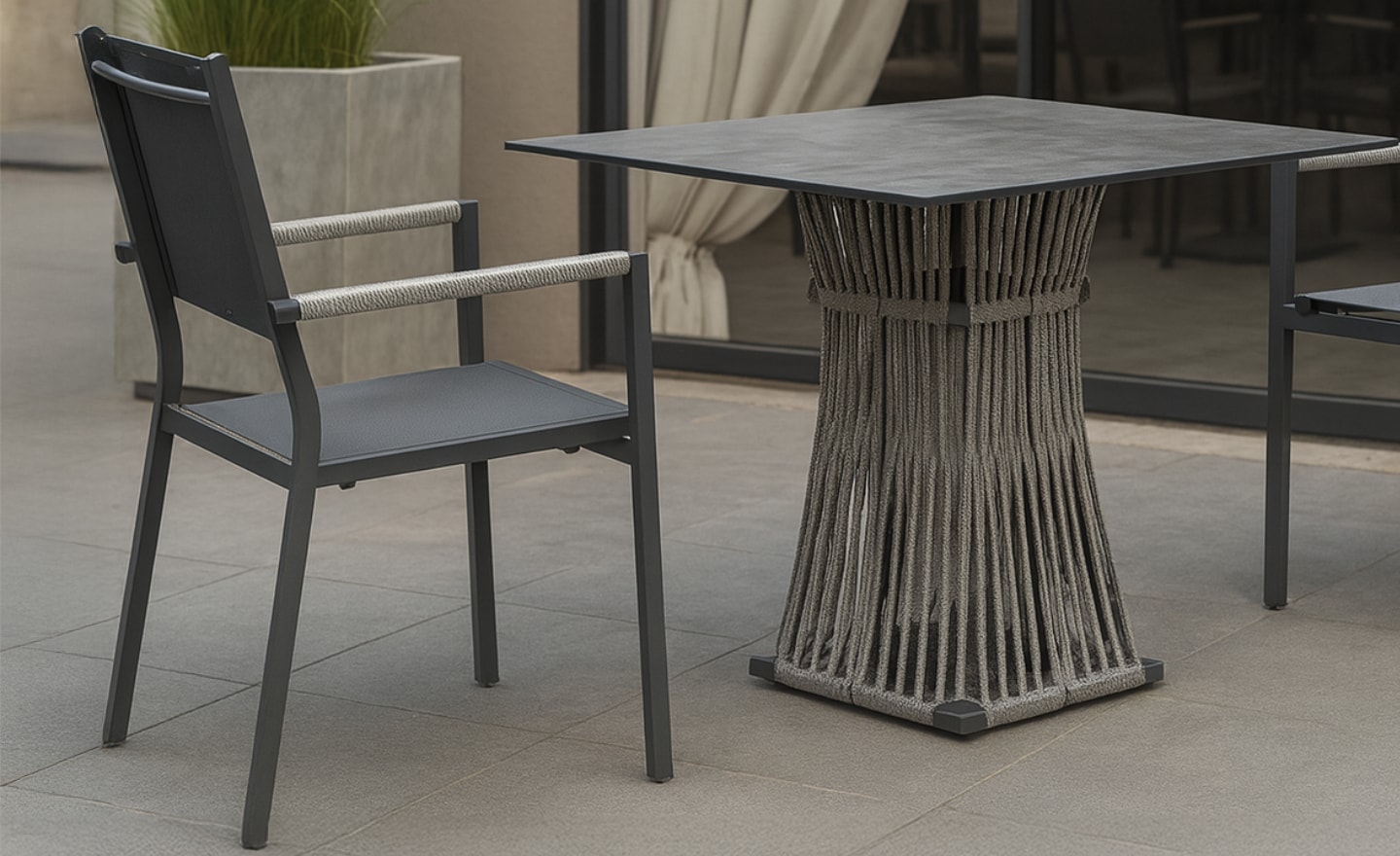 Mesa de Exterior Quadrada com Cadeiras Albi
