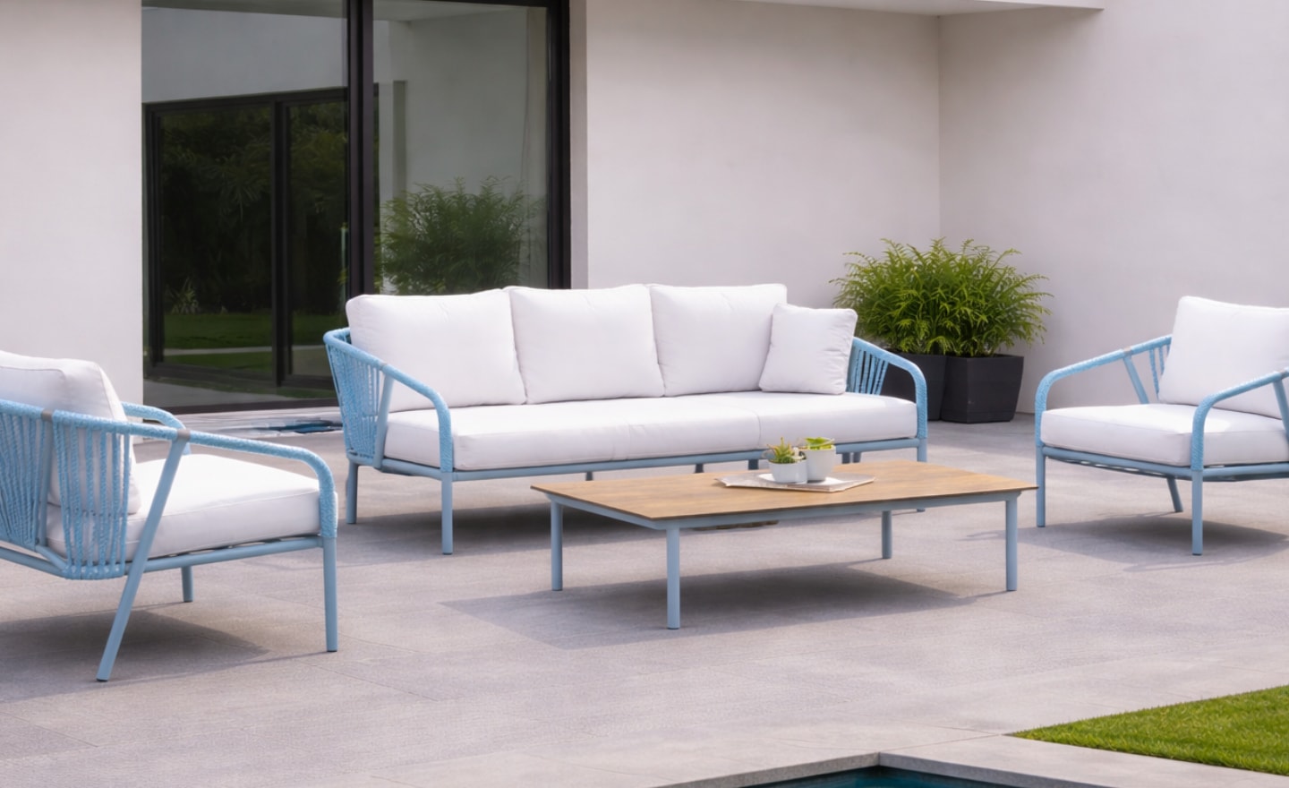 Sofá de Exterior Melbourne 3 Lugares com estrutura em alumínio reforçado e assento profundo | Moveistore