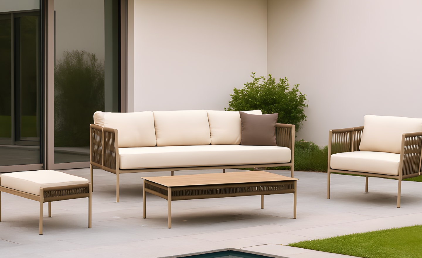 Sofá de Exterior 3 Lugares Java com estrutura em alumínio reforçado e almofadas removíveis | Moveistore