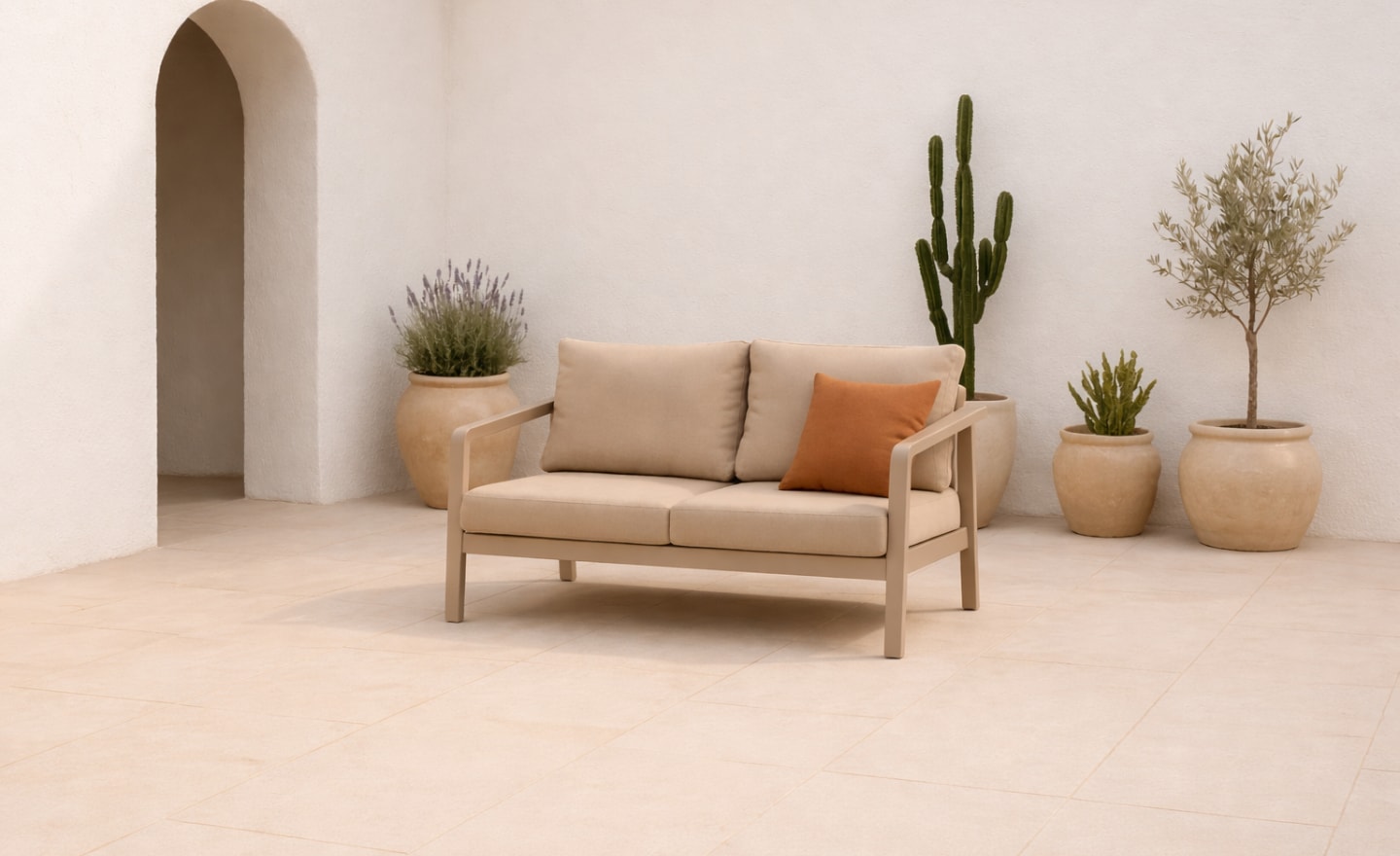 Sofá de Exterior Lievan 2 Lugares com estrutura em alumínio reforçado e almofadas espaçosas | Moveistore