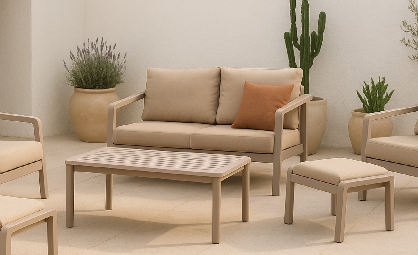 Sofá de Exterior Lievan 2 Lugares com estrutura em alumínio reforçado e almofadas espaçosas | Moveistore