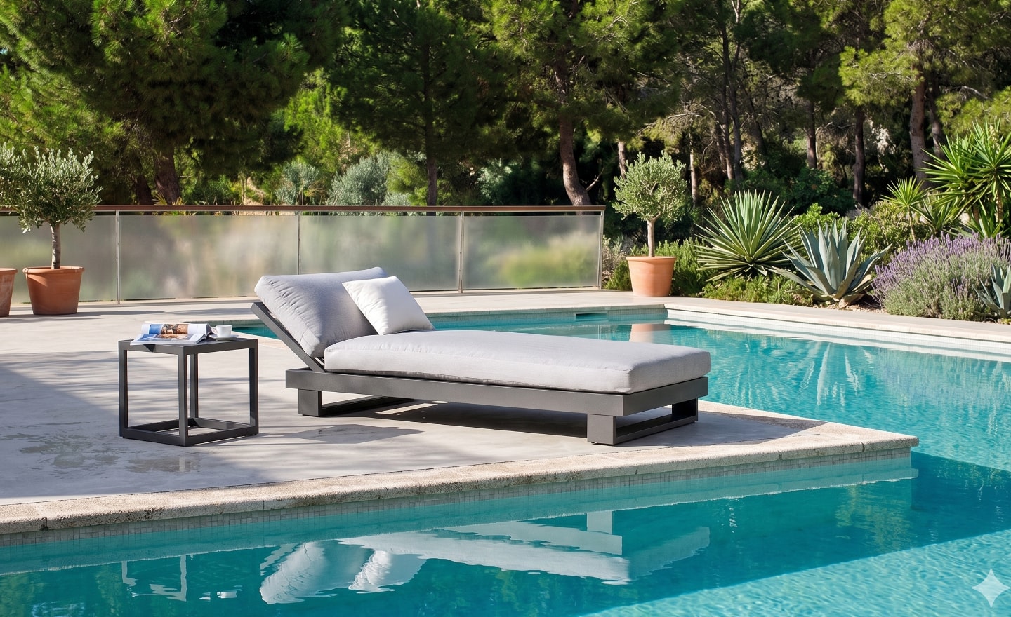 Sunbed Coloseo em alumínio com superfície ampla de descanso para exterior | Moveistore