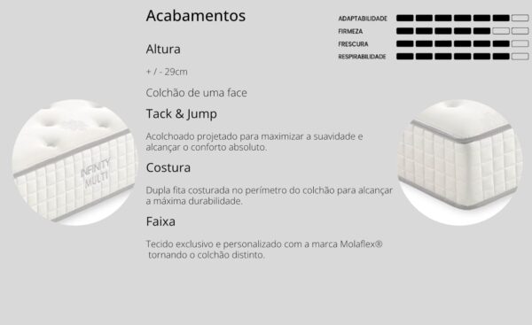 Colchão Infinity Multi Molaflex de mola contínua com firmeza média e conforto progressivo | Moveistore