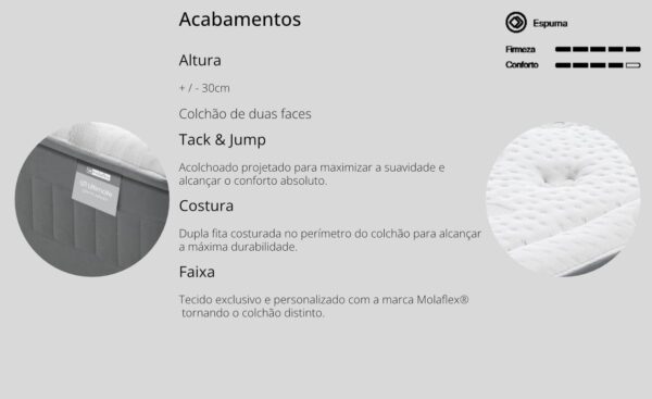 Colchão Levity Airvex Molaflex de espuma técnica com viscoelástica gel e firmeza média-alta | Moveistore